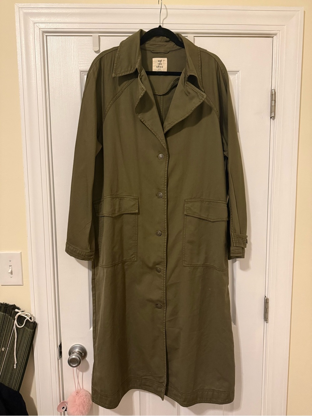 We The Free Olive Green Long Trench Coat